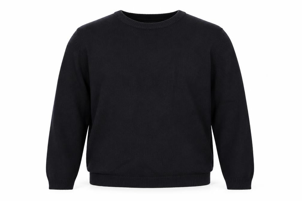 Front view of Jack & Jones Men's Black XL Cotton Crew Neck Jumper