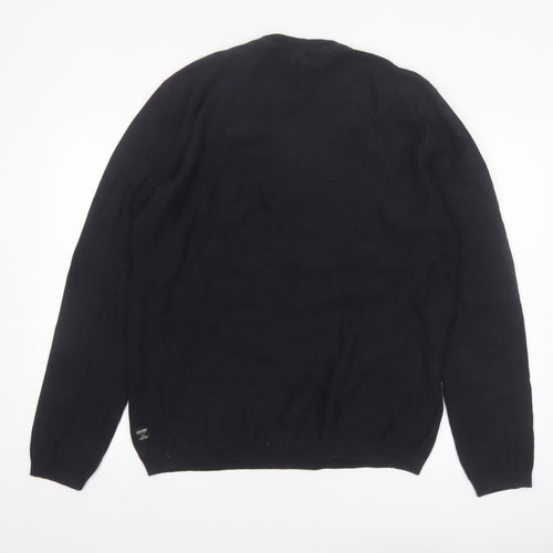 Jack & Jones Men's Black XL Cotton Crew Neck Jumper