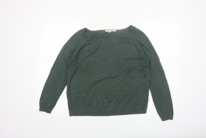 Boden Women's Green Linen Cotton Blend Boat Neck Jumper Size 14