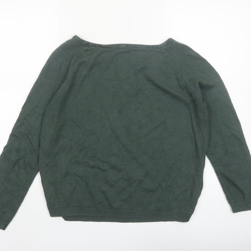 Boden Women's Green Linen Cotton Blend Boat Neck Jumper Size 14