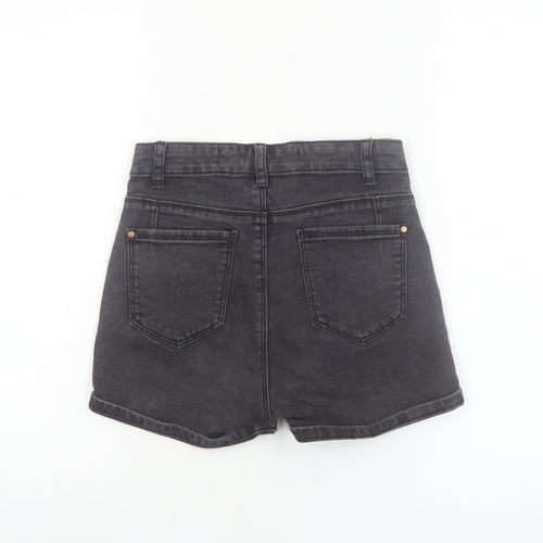 Denim Co. Women's Black Size 8 High Rise Button Denim Hot Pants