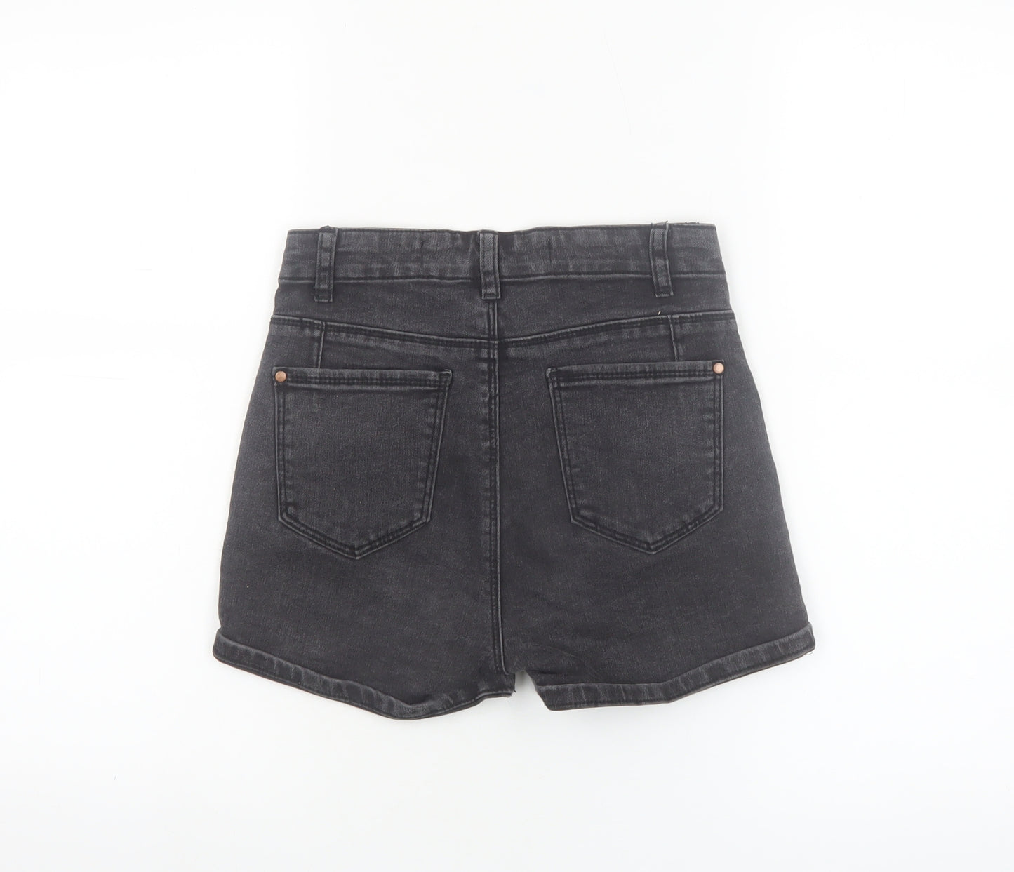 Denim Co. Women's Black Size 8 High Rise Button Denim Hot Pants