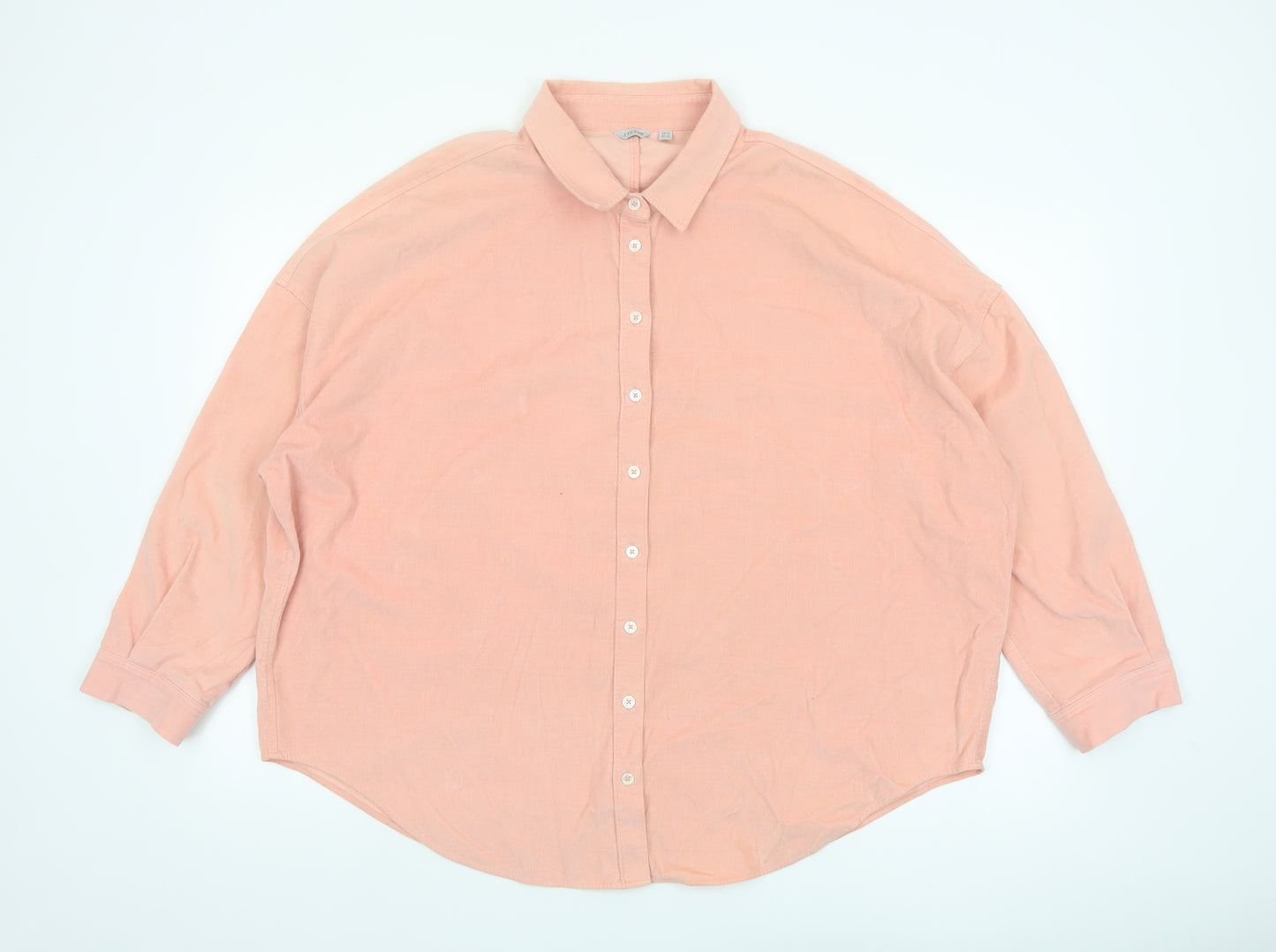 Jigsaw Women Pink Cotton Button-Up Shirt UK16 Long Sleeve