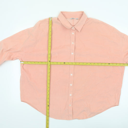 Jigsaw Women Pink Cotton Button-Up Shirt UK16 Long Sleeve