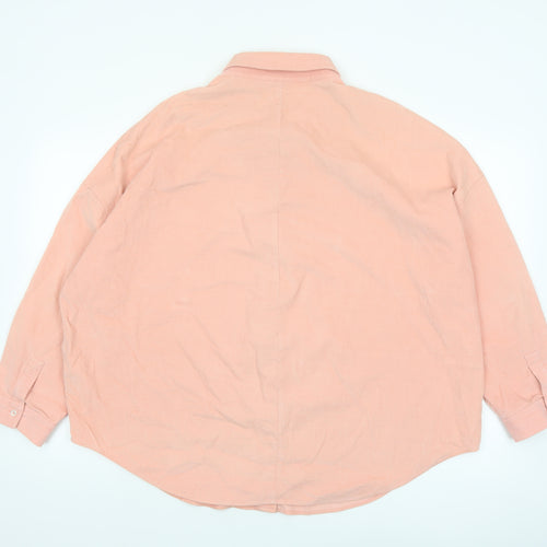 Jigsaw Women Pink Cotton Button-Up Shirt UK16 Long Sleeve