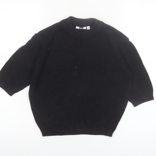Uniqlo Women Black XS Basic Knit 3/4 Sleeve Crew Neck Top