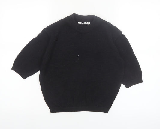 Uniqlo Women Black XS Basic Knit 3/4 Sleeve Crew Neck Top