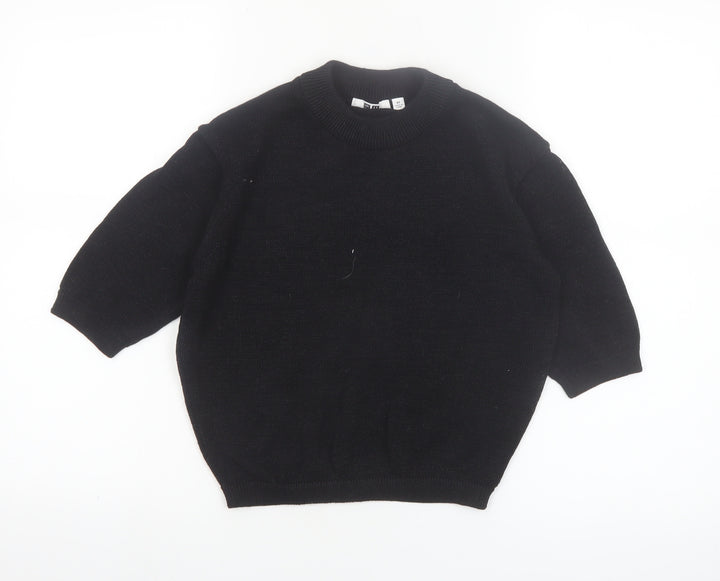 Uniqlo Women Black XS Basic Knit 3/4 Sleeve Crew Neck Top