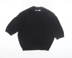 Uniqlo Women Black XS Basic Knit 3/4 Sleeve Crew Neck Top