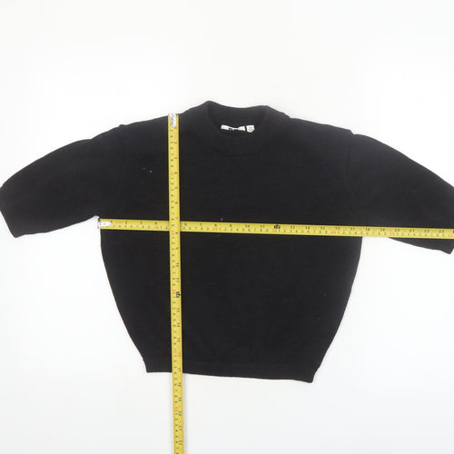 Uniqlo Women Black XS Basic Knit 3/4 Sleeve Crew Neck Top