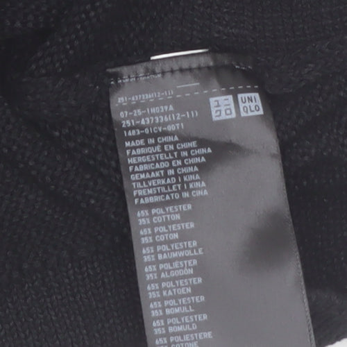 Uniqlo Women Black XS Basic Knit 3/4 Sleeve Crew Neck Top