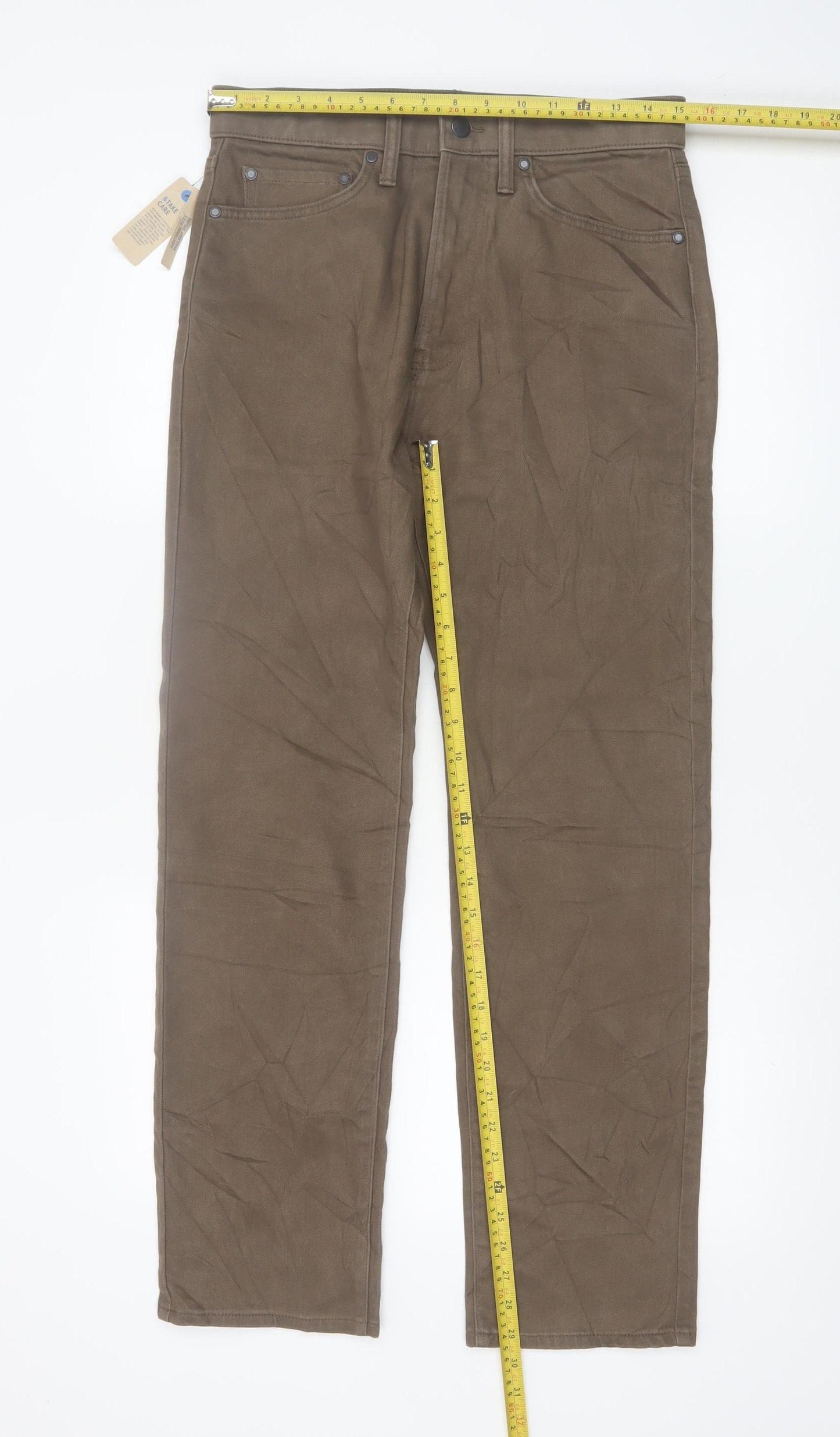 Marks and Spencer Men's Brown Straight Leg Jeans 30/29 Regular Fit Denim