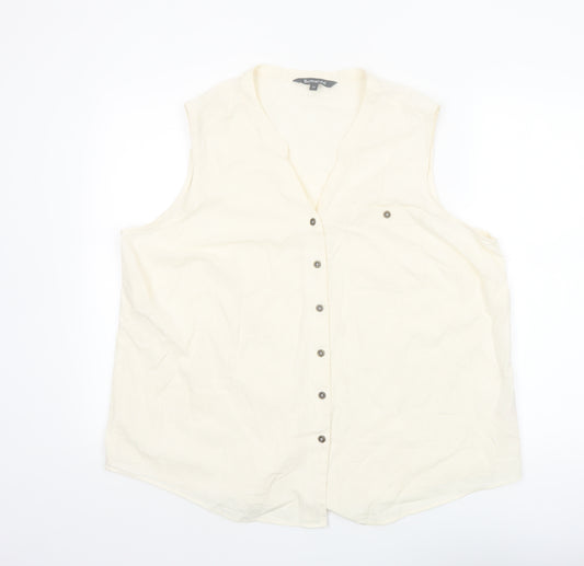 Bonmarché Women's Ivory Sleeveless Cotton Button Blouse Size 20