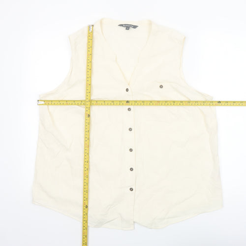 Bonmarché Women's Ivory Sleeveless Cotton Button Blouse Size 20