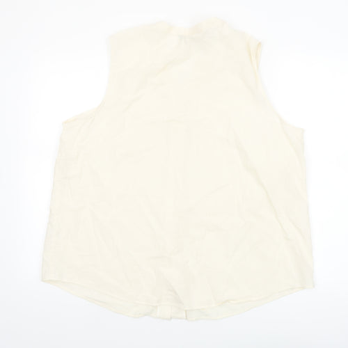 Bonmarché Women's Ivory Sleeveless Cotton Button Blouse Size 20