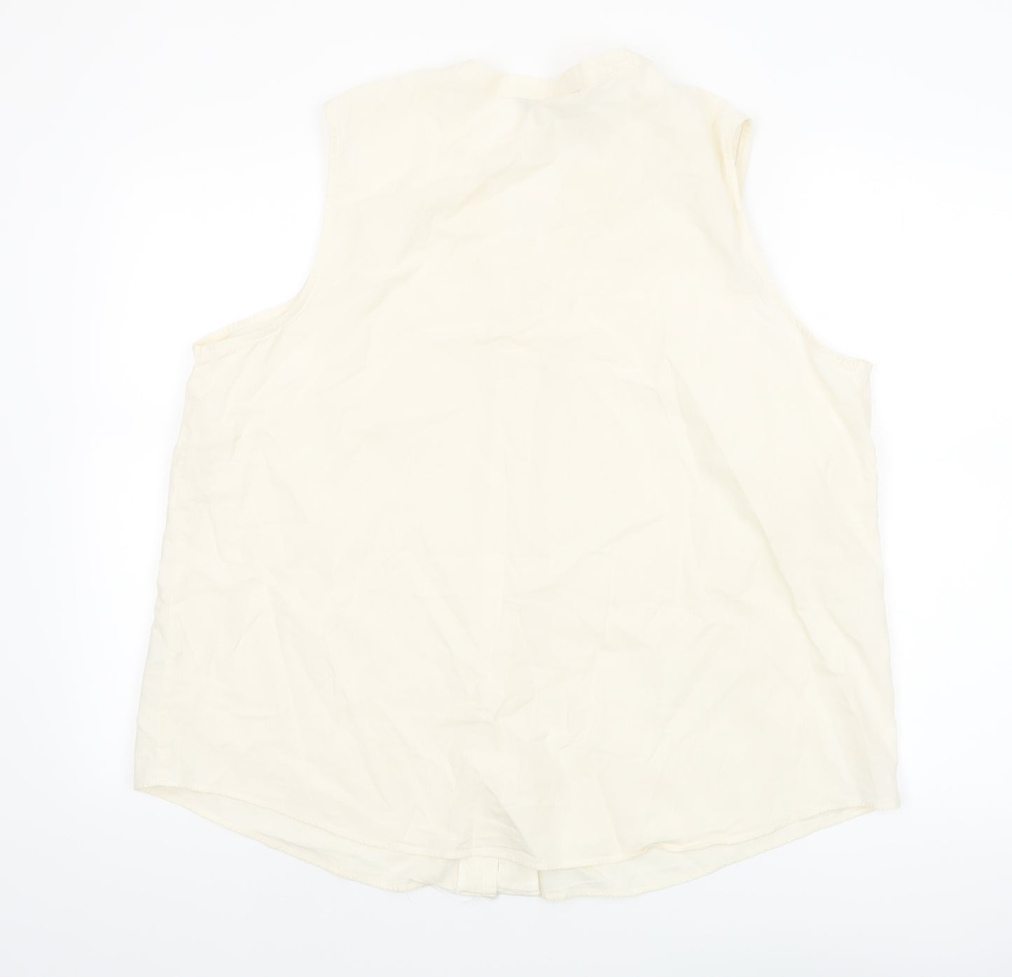 Bonmarché Women's Ivory Sleeveless Cotton Button Blouse Size 20