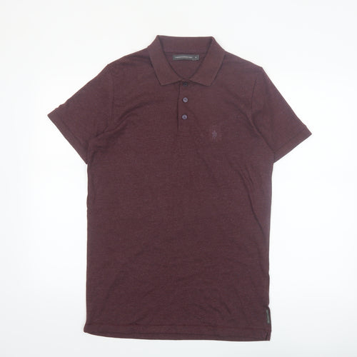 French Connection Men's Brown Short Sleeve Polo Shirt M Regular Fit