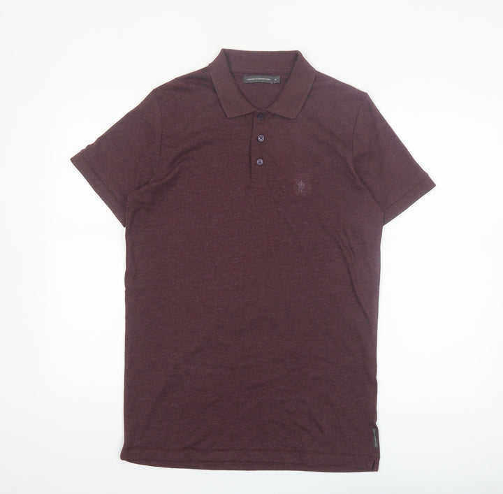 French Connection Men's Brown Short Sleeve Polo Shirt M Regular Fit