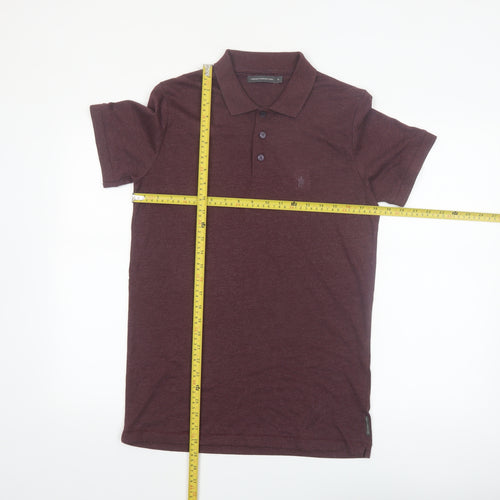 French Connection Men's Brown Short Sleeve Polo Shirt M Regular Fit