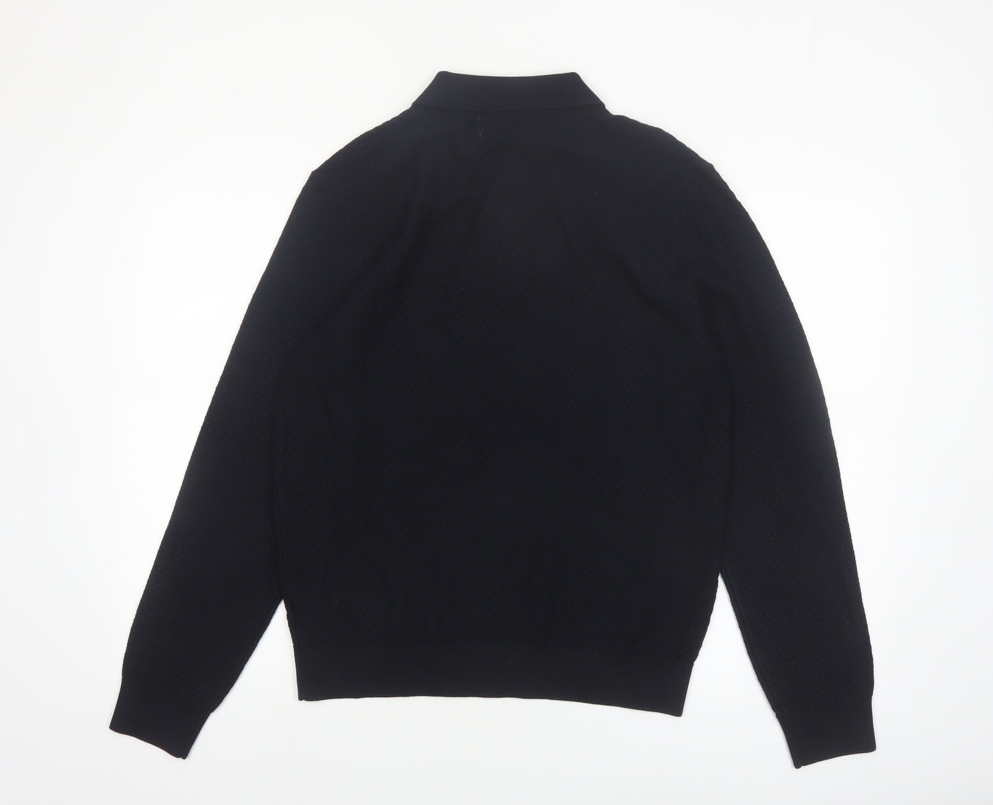 Marks and Spencer Men's Black Cotton Modal Collared Pullover Jumper M