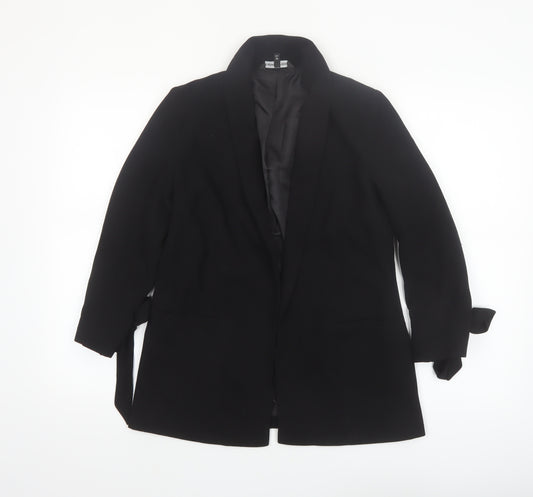 Next Women's Black Shawl Lapel Belted Blazer Jacket Size 8
