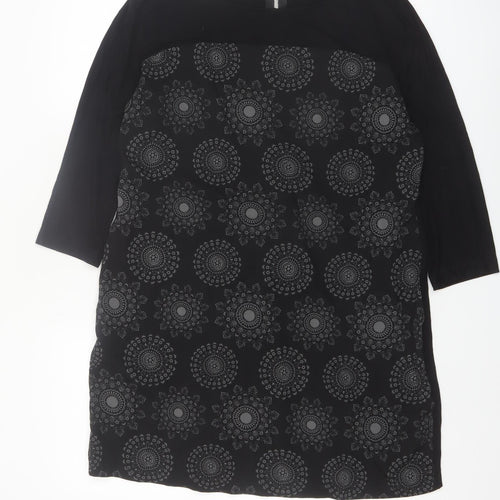 Laura Ashley Women Black Size 14 Tunic Blouse with Zip Detail