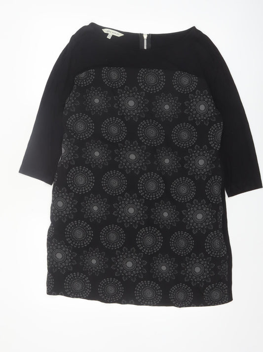 Laura Ashley Women Black Size 14 Tunic Blouse with Zip Detail