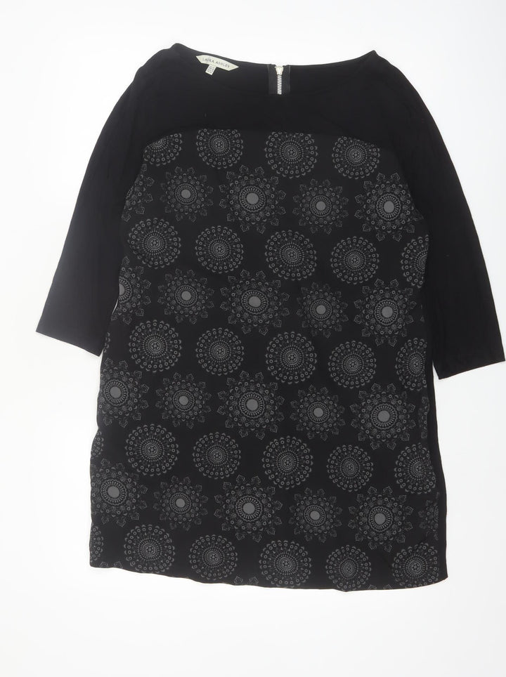 Laura Ashley Women Black Size 14 Tunic Blouse with Zip Detail