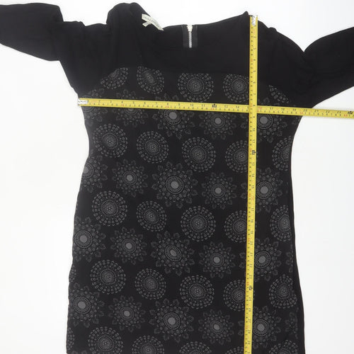 Laura Ashley Women Black Size 14 Tunic Blouse with Zip Detail