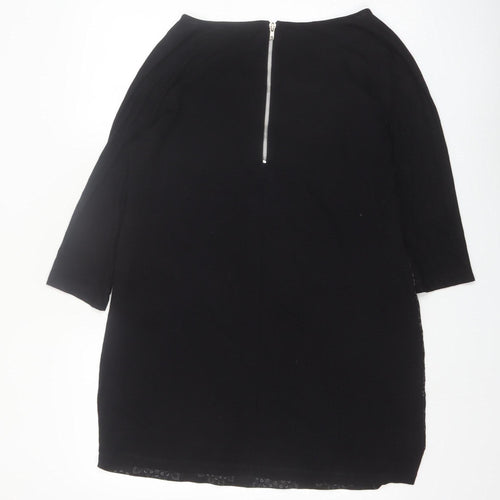Laura Ashley Women Black Size 14 Tunic Blouse with Zip Detail