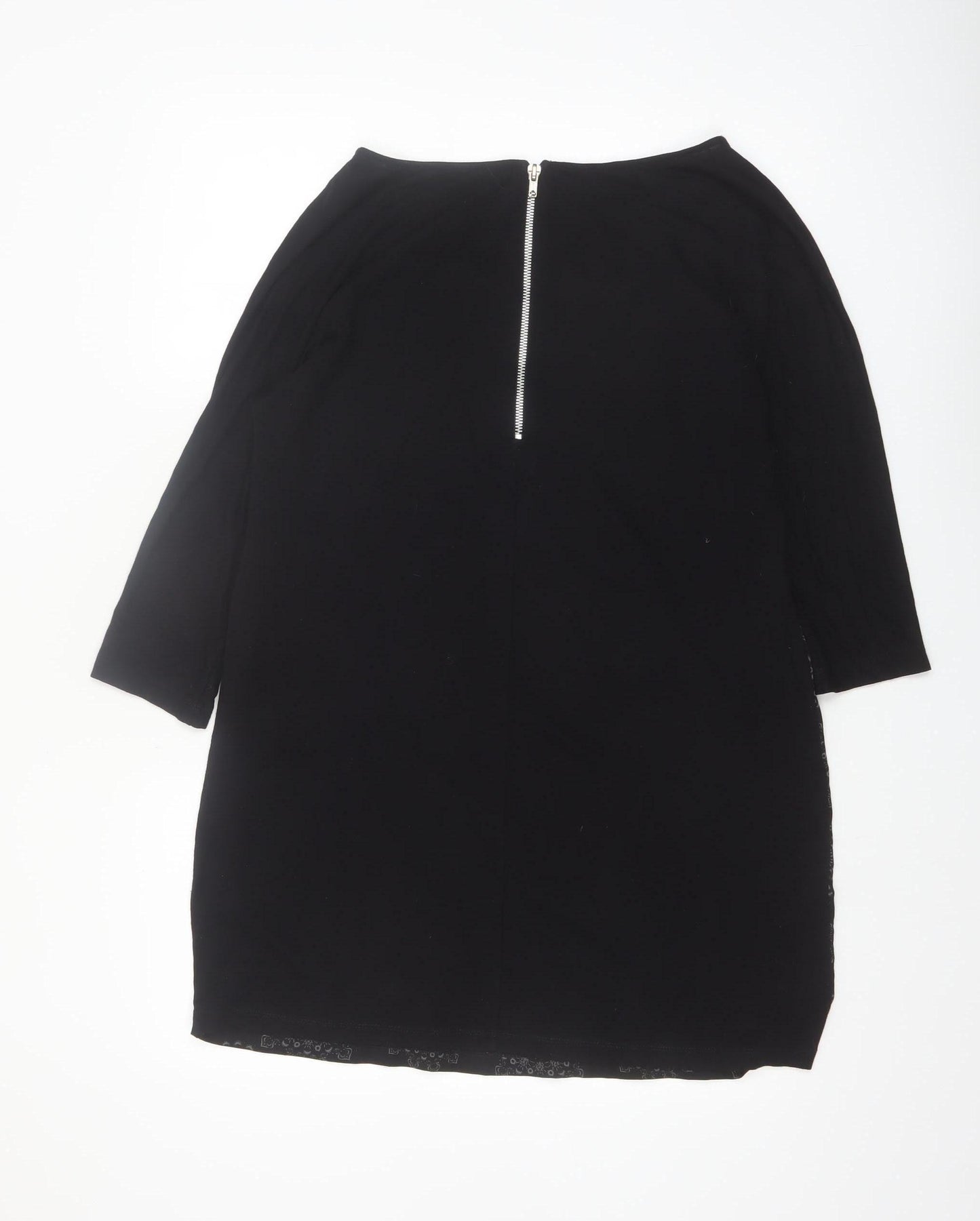 Laura Ashley Women Black Size 14 Tunic Blouse with Zip Detail