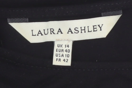 Laura Ashley Women Black Size 14 Tunic Blouse with Zip Detail