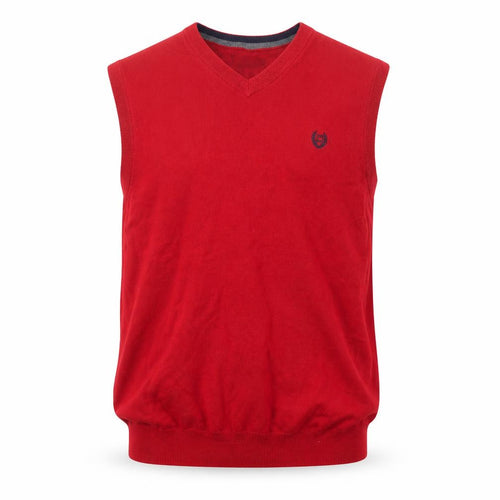 Chaps Men's Red Cotton V-Neck Sleeveless Vest Jumper Size L
