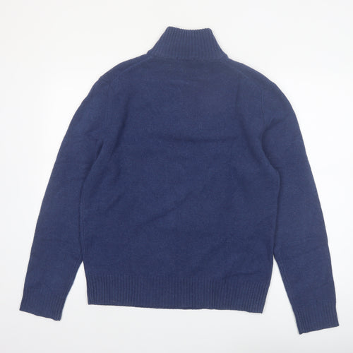 J.Crew Men's Blue Lambswool 1/2 Zip Jumper Size M Classic Fit