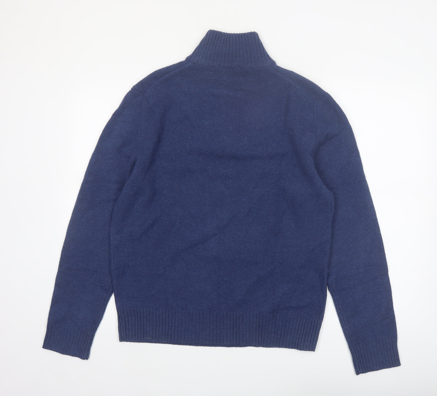 J.Crew Men's Blue Lambswool 1/2 Zip Jumper Size M Classic Fit