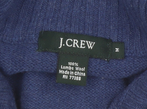 J.Crew Men's Blue Lambswool 1/2 Zip Jumper Size M Classic Fit