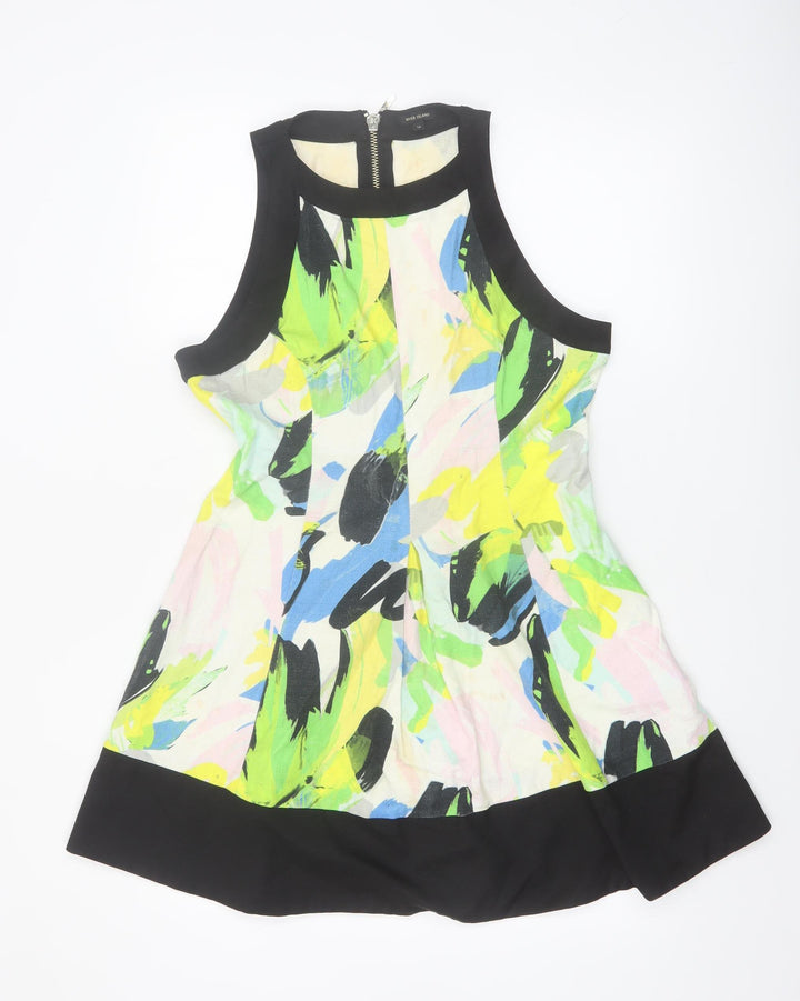 River Island Women's Multicoloured Fit & Flare Short Dress Size 14