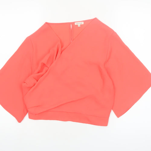 River Island Womens Pink Wrap Blouse Size 10 Kimono Sleeve
