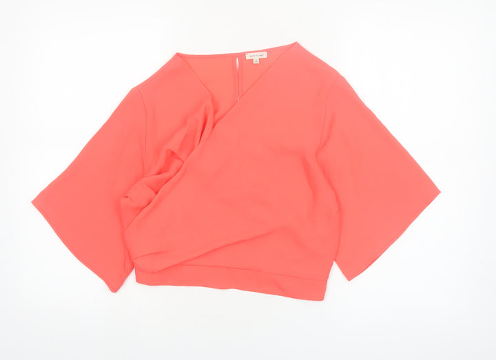 River Island Womens Pink Wrap Blouse Size 10 Kimono Sleeve