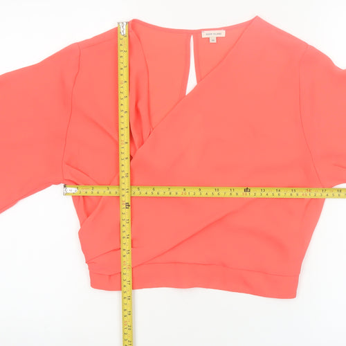 River Island Womens Pink Wrap Blouse Size 10 Kimono Sleeve