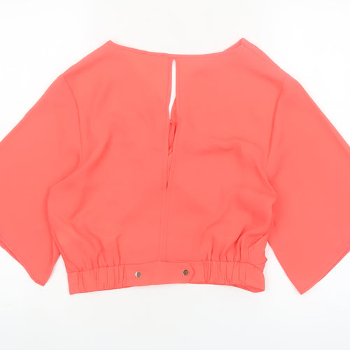 River Island Womens Pink Wrap Blouse Size 10 Kimono Sleeve