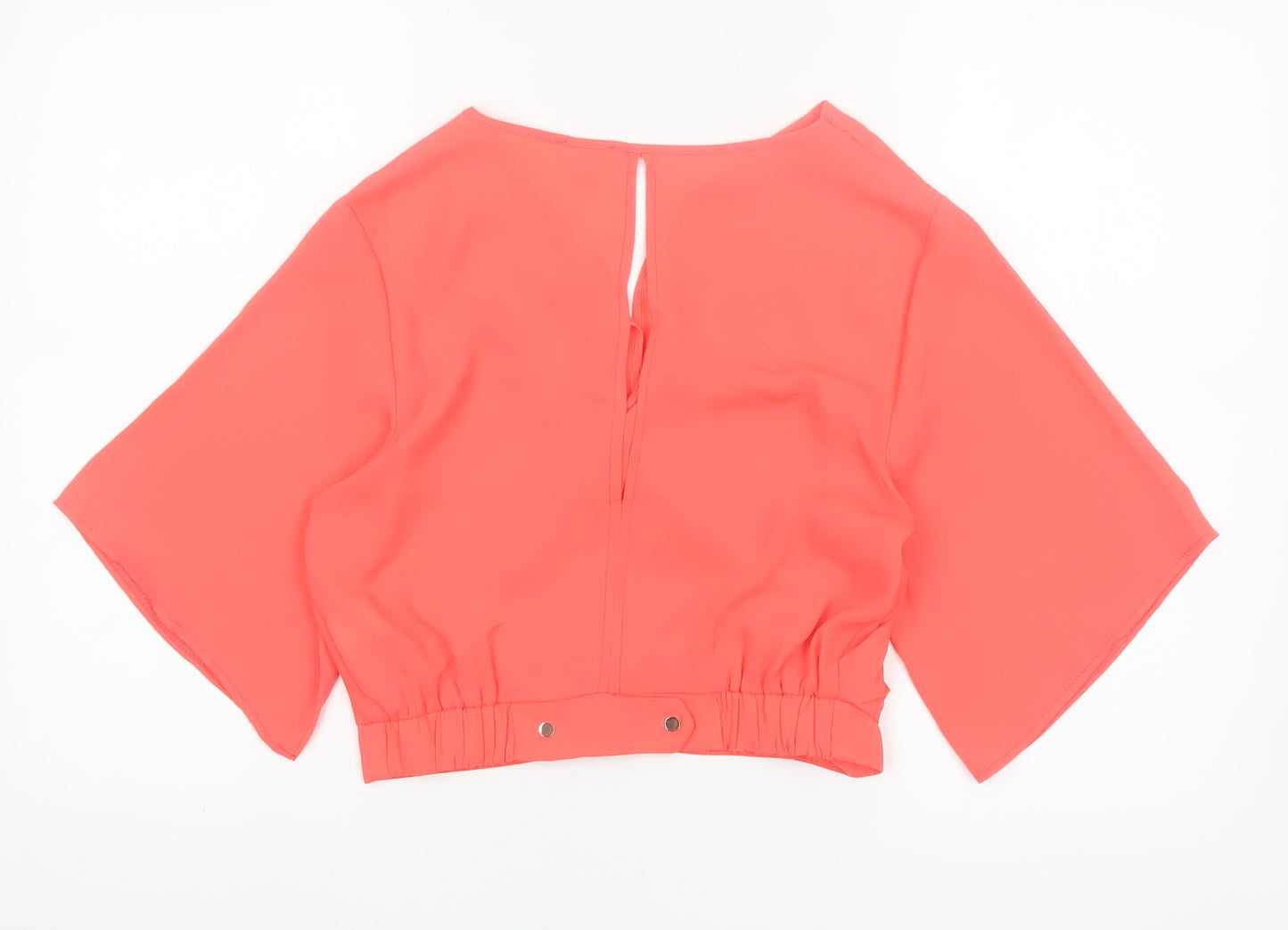 River Island Womens Pink Wrap Blouse Size 10 Kimono Sleeve