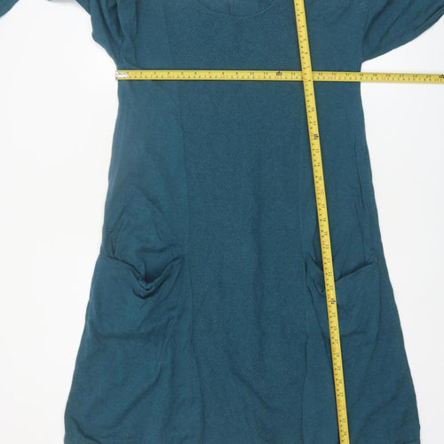 Seasalt Women Blue Size 10 Shift Dress Long Sleeve Organic Cotton Wool