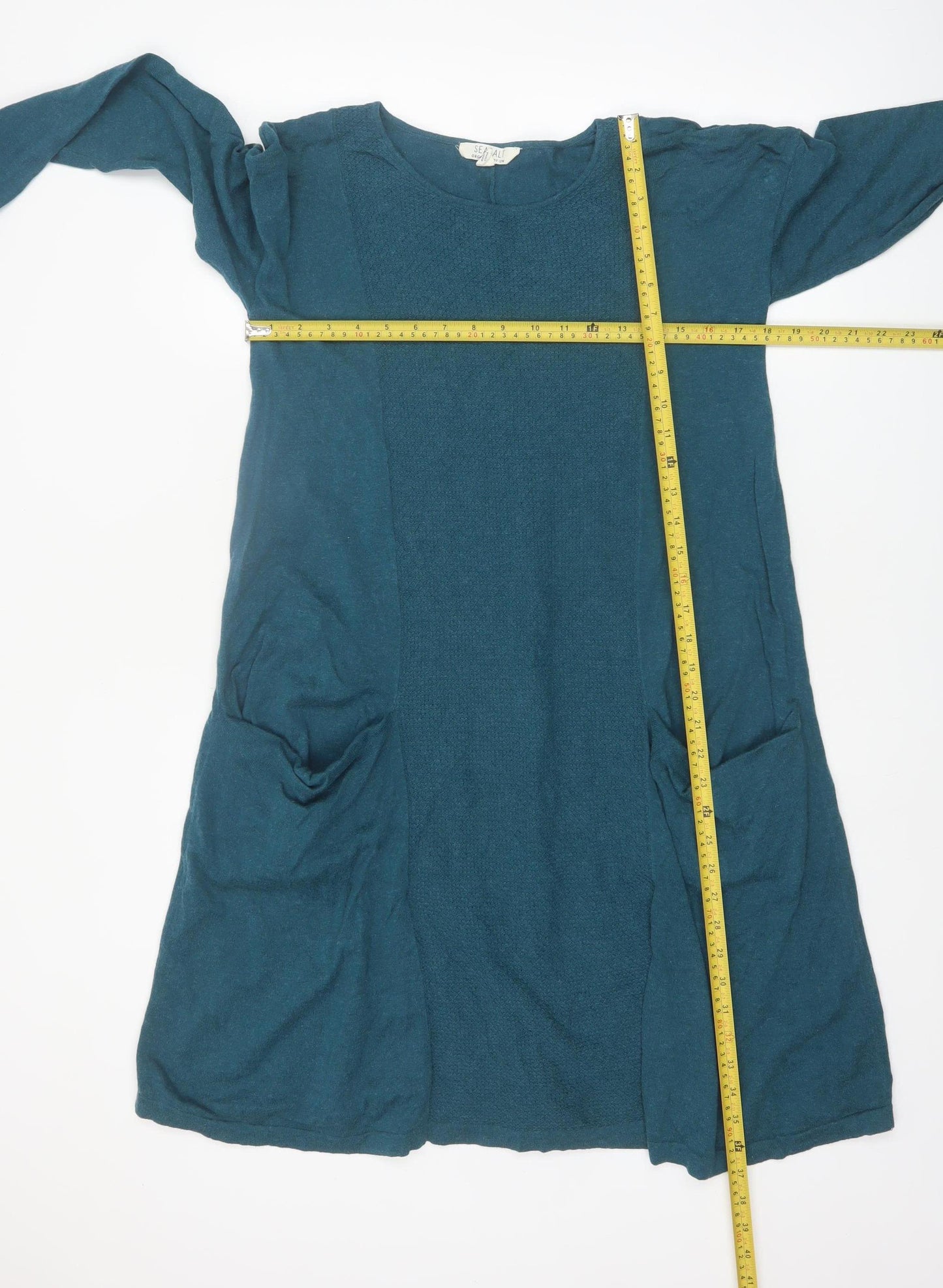 Seasalt Women Blue Size 10 Shift Dress Long Sleeve Organic Cotton Wool