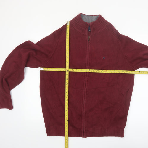 Tommy Hilfiger Men's Red Cotton Full Zip Jumper XL