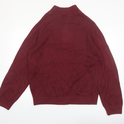 Tommy Hilfiger Men's Red Cotton Full Zip Jumper XL