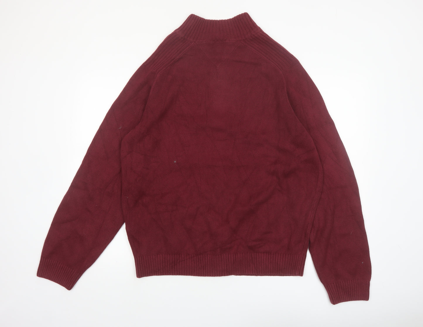 Tommy Hilfiger Men's Red Cotton Full Zip Jumper XL