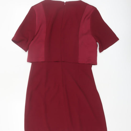 Topshop Women Red Short Sleeve Shift Dress Size 10