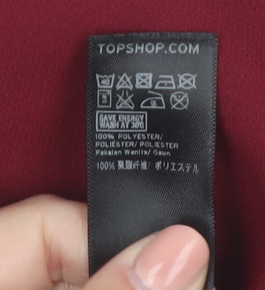 Topshop Women Red Short Sleeve Shift Dress Size 10