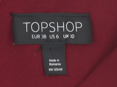 Topshop Women Red Short Sleeve Shift Dress Size 10